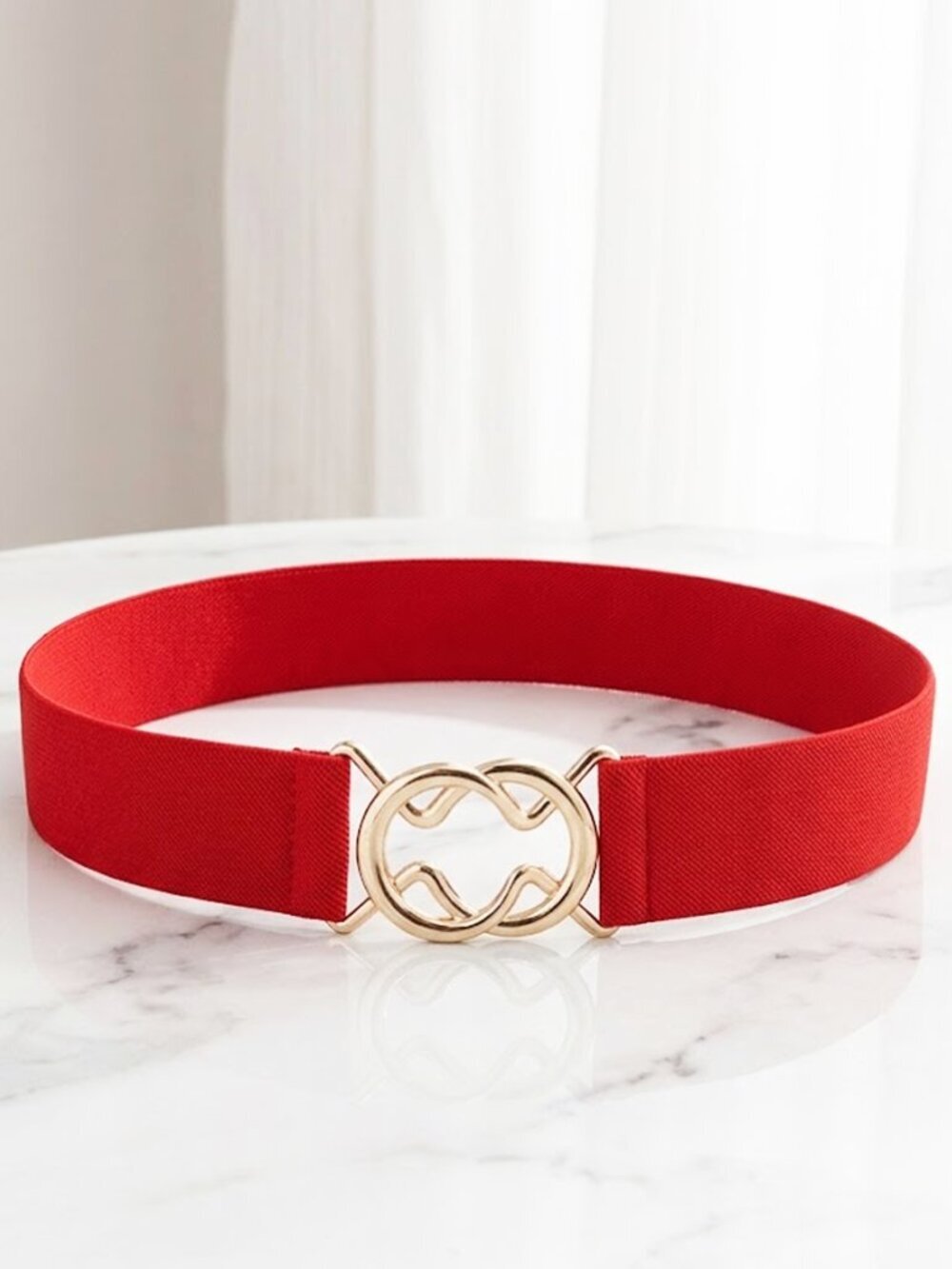  Ladies Red Ladies Fashionable Oval Round Belt